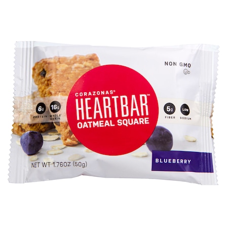 Corazonas Corazonas Non GMO Heartbar Blueberry Oatmeal Square 1.76 oz. Bar, PK6 40619